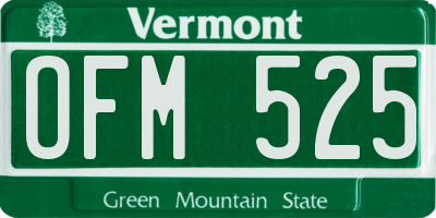 VT license plate OFM525