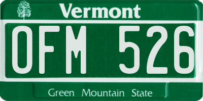VT license plate OFM526