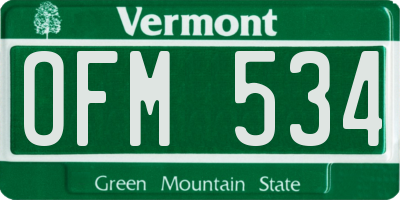 VT license plate OFM534