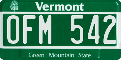 VT license plate OFM542