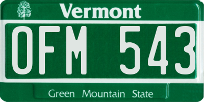 VT license plate OFM543