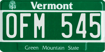 VT license plate OFM545