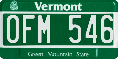 VT license plate OFM546