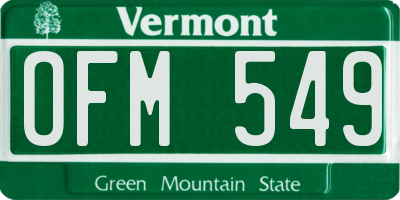 VT license plate OFM549