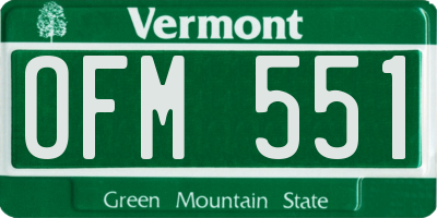VT license plate OFM551