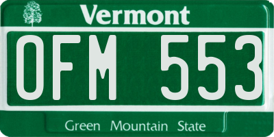 VT license plate OFM553