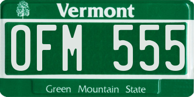 VT license plate OFM555