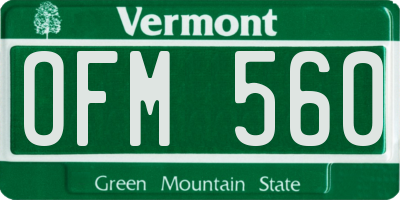 VT license plate OFM560