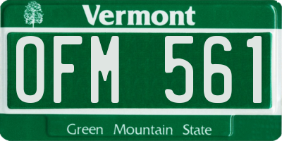 VT license plate OFM561