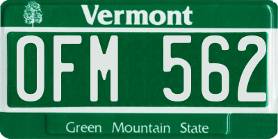 VT license plate OFM562