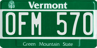 VT license plate OFM570