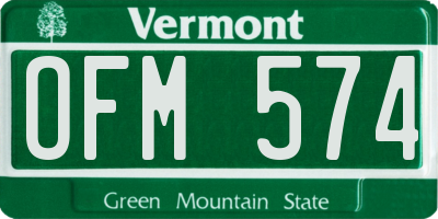 VT license plate OFM574