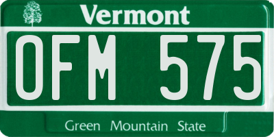 VT license plate OFM575