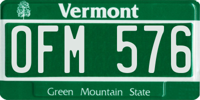 VT license plate OFM576