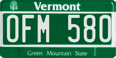 VT license plate OFM580