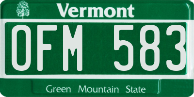 VT license plate OFM583