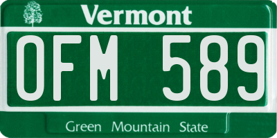 VT license plate OFM589