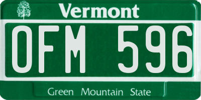 VT license plate OFM596