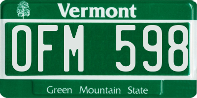 VT license plate OFM598