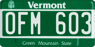VT license plate OFM603