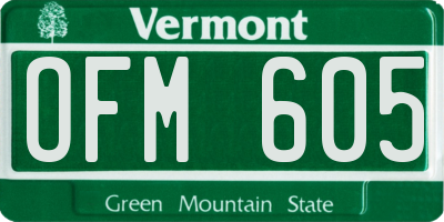VT license plate OFM605