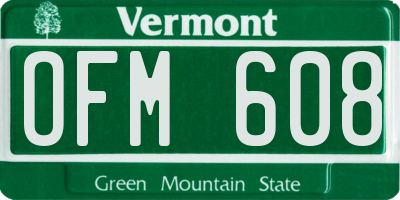 VT license plate OFM608