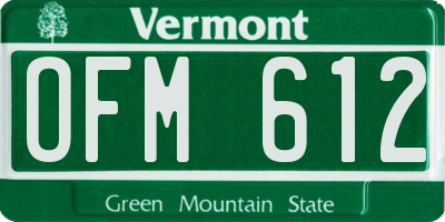 VT license plate OFM612