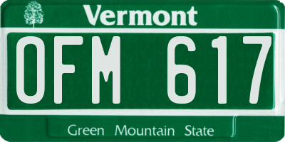 VT license plate OFM617