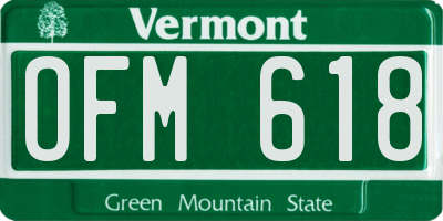 VT license plate OFM618