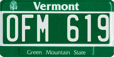 VT license plate OFM619