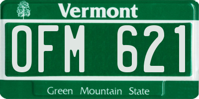 VT license plate OFM621