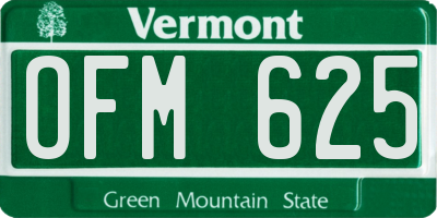 VT license plate OFM625