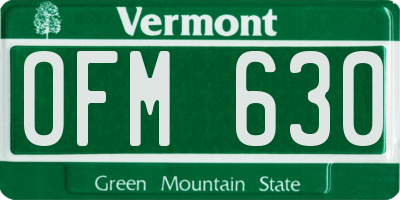 VT license plate OFM630
