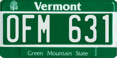VT license plate OFM631