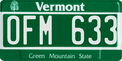 VT license plate OFM633