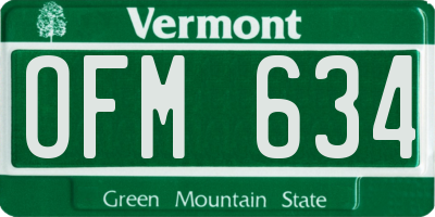VT license plate OFM634