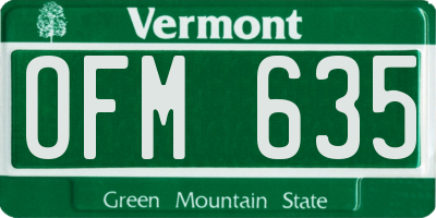 VT license plate OFM635