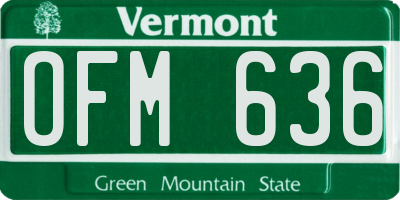 VT license plate OFM636