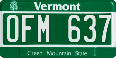 VT license plate OFM637