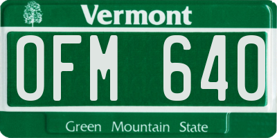 VT license plate OFM640