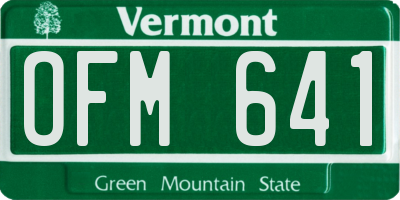 VT license plate OFM641