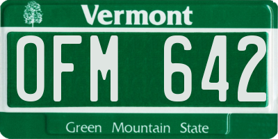 VT license plate OFM642