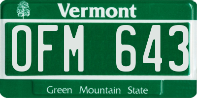 VT license plate OFM643