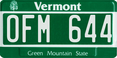 VT license plate OFM644