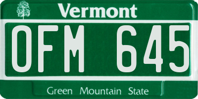 VT license plate OFM645