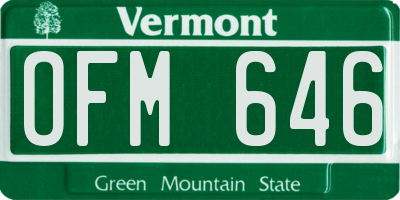 VT license plate OFM646