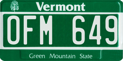 VT license plate OFM649