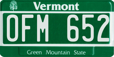 VT license plate OFM652
