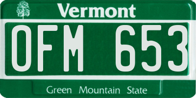 VT license plate OFM653