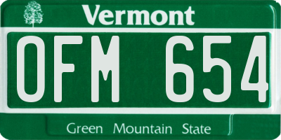 VT license plate OFM654